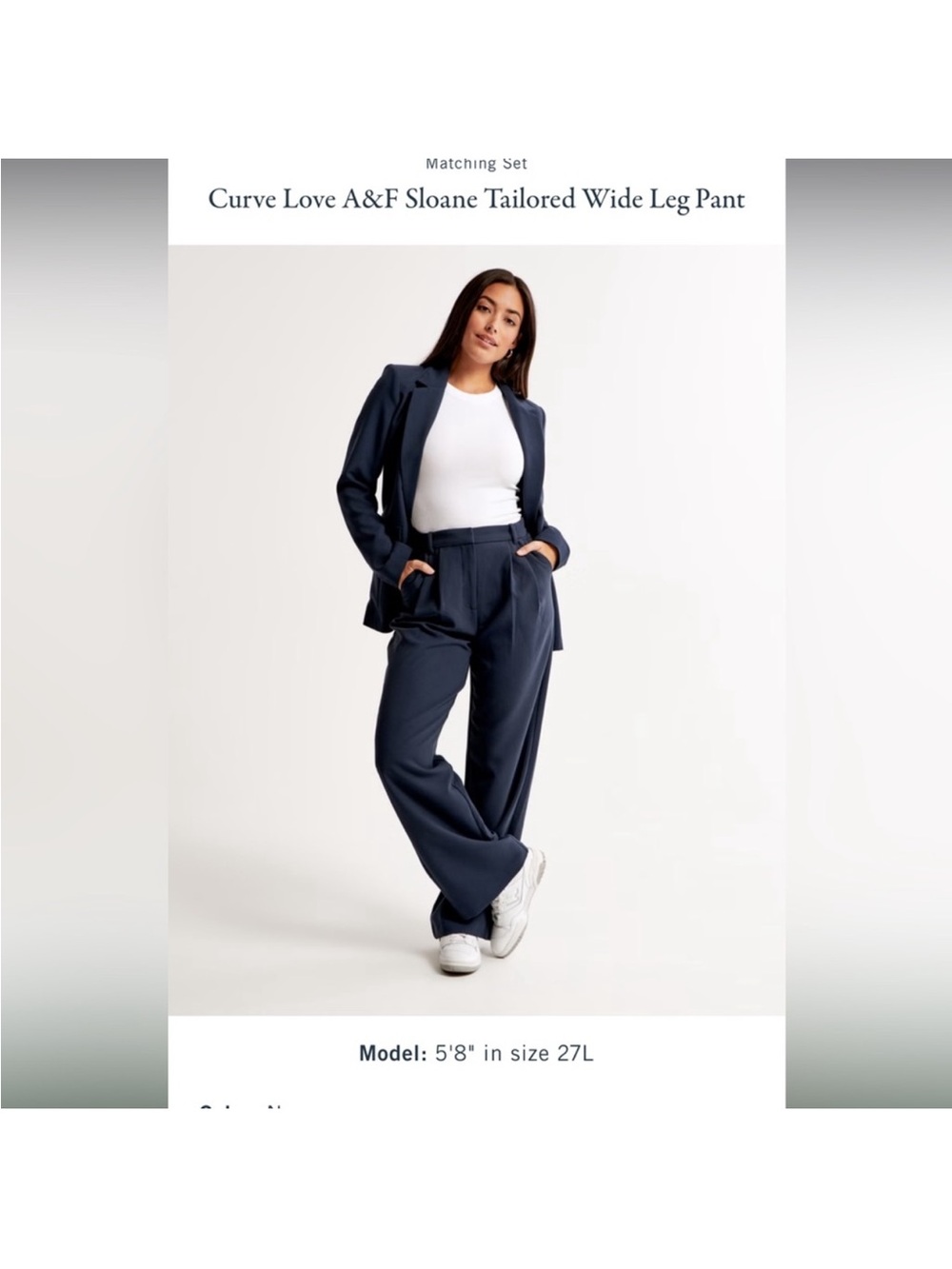 Abercrombie & Fitch Curve Love Navy Sloane Tailored Wide Leg Pants 28 6R